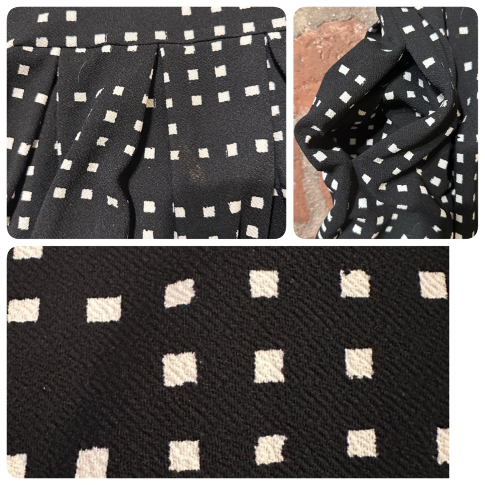 LuLaRoe Amelia Black & White Square Pattern A-line Dress Small Pleated Pockets - Picture 12 of 14
